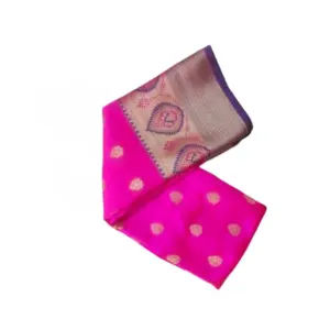 Women's Silk Blend Woven Saree with Blouse – Pink