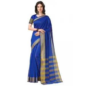 Women's Cotton Silk Striped Saree with Blouse – Multicolor
