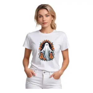 Generic Women's Polyester Solid Printed Round Neck Half Sleeve T-shirt (White)