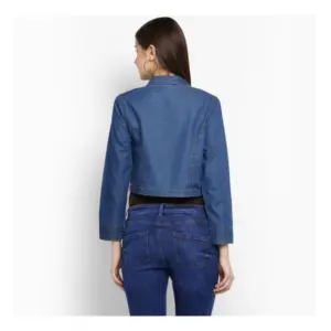 Generic Women's Denim Pleated 3-4th Sleeves Shrug (Blue)