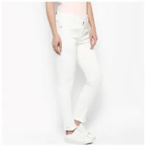 Generic Women's Denim Solid Buttoned Jeans (White)
