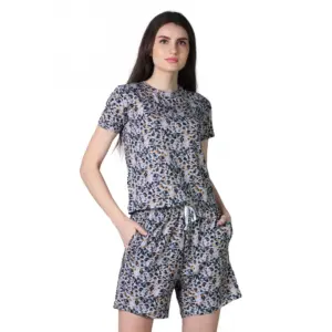 Generic Women's Cotton Blended Printed Round Neck Half Sleeve Top - Shorts Set (Multicolor)
