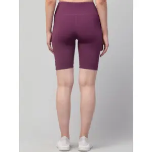 Generic Women's Polyester Solid Above Knee High-Rise Shorts (Purple)