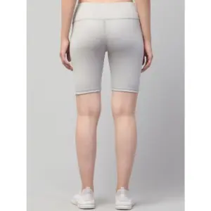 Generic Women's Polyester Solid Above Knee High-Rise Shorts (Grey)