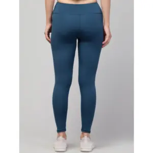 Generic Women's Polyester Solid Ankle Length High-Rise Tights (Teal)