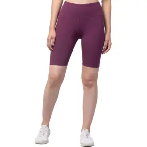 Generic Women's Polyester Solid Above Knee High-Rise Shorts (Purple)