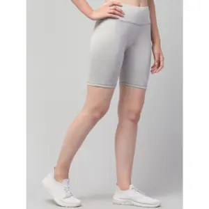 Generic Women's Polyester Solid Above Knee High-Rise Shorts (Grey)