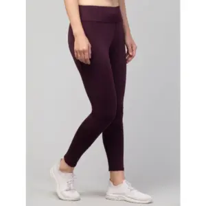 Generic Women's Polyester Solid Ankle Length High-Rise Tights (Purple)