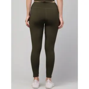 Generic Women's Polyester Solid Ankle Length High-Rise Tights (Olive)
