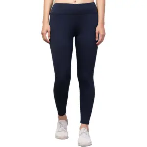 Generic Women's Polyester Solid Ankle Length High-Rise Tights (Navy)