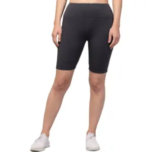 Generic Women's Polyester Solid Above Knee High-Rise Shorts (Grey)