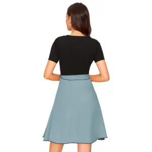 Generic Women's Knitting stretchable Solid Round Neck Cap Sleeve Dress (Pista)