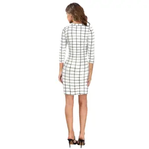 Generic Women's Polyester Solid High Neck Full Sleeve Dress (White)