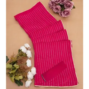 Women's Vichitra Silk Striped Saree with Blouse – Pink