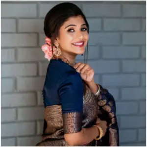Women's Silk Printed Saree with Blouse – Blue