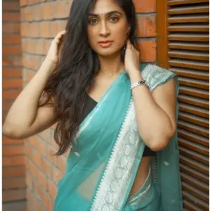 Women's Cotton Printed Saree with Blouse – Sky Blue
