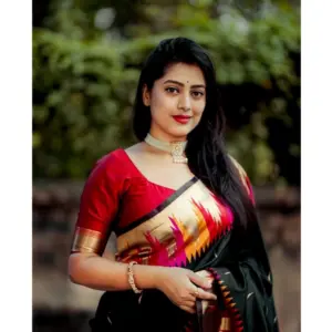 Women's Silk Printed Saree with Blouse – Multicolor