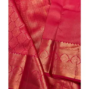 Women's Silk Printed Saree with Blouse – Rani Pink