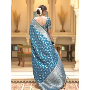 Women's Silk Printed Saree with Blouse – Rama