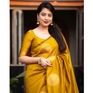 Women's Silk Printed Saree with Blouse – Yellow
