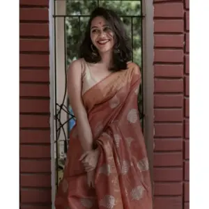 Women's Silk Printed Saree with Blouse – Maroon