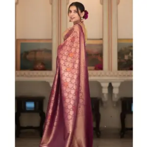 Women's Silk Printed Saree with Blouse – Wine