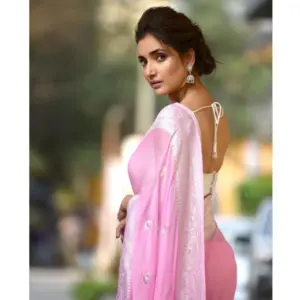 Women's Cotton Printed Saree with Blouse – Pink