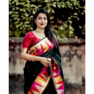 Women's Silk Printed Saree with Blouse – Multicolor