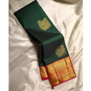 Women's Silk Printed Saree with Blouse – Green
