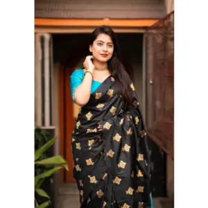 Women's Silk Printed Saree with Blouse – Sky Blue