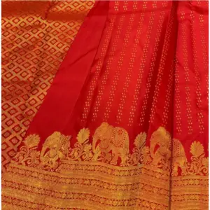 Women's Silk Printed Saree with Blouse – Red