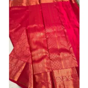 Women's Silk Printed Saree with Blouse – Rani Pink