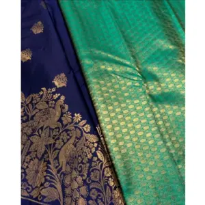 Women's Silk Printed Saree with Blouse – Royal Blue