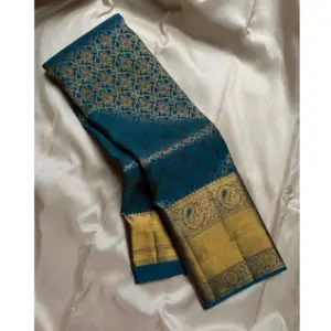 Women's Silk Printed Saree with Blouse – Rama