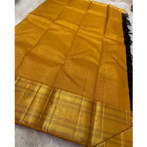 Women's Silk Printed Saree with Blouse – Black