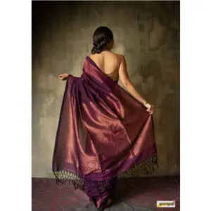 Women's Silk Printed Saree with Blouse – Wine