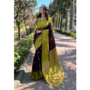 Women's Silk Printed Saree with Blouse – Wine