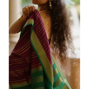 Women's Silk Printed Saree with Blouse – Wine