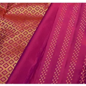 Women's Silk Printed Saree with Blouse – Rani Pink