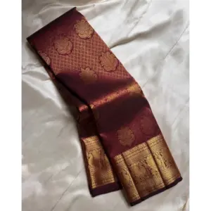 Women's Silk Printed Saree with Blouse – Maroon