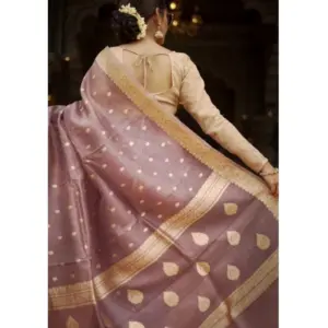 Women's Cotton Printed Saree with Blouse – Rose Gold