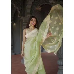 Women's Cotton Printed Saree with Blouse – Pista