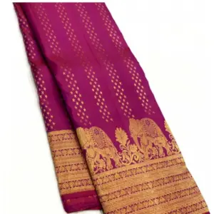Women's Silk Printed Saree with Blouse – Rani Pink
