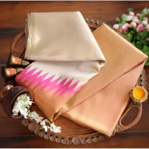 Women's Silk Printed Saree with Blouse – Cream