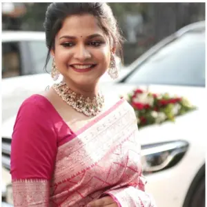 Women's Silk Printed Saree with Blouse – Pink