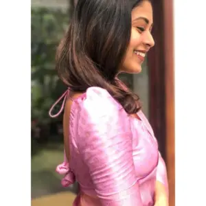 Women's Silk Printed Saree with Blouse – Pink