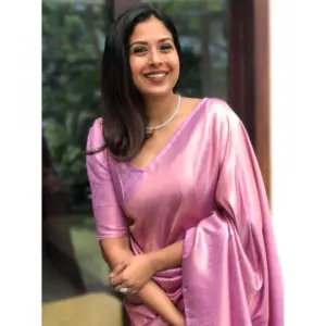 Women's Silk Printed Saree with Blouse – Pink
