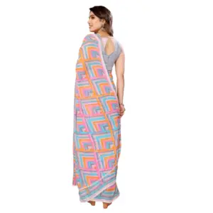 Women's Georgette Printed Saree with Blouse – Grey