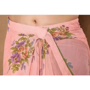 Women's Georgette Printed Saree with Blouse – Peach