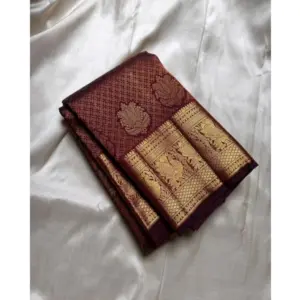 Women's Silk Printed Saree with Blouse – Maroon